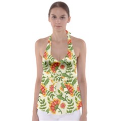 Orange Flowers Babydoll Tankini Top by designsbymallika