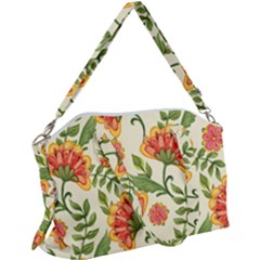 Orange Flowers Canvas Crossbody Bag by designsbymallika