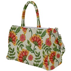 Orange Flowers Duffel Travel Bag by designsbymallika