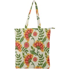 Orange Flowers Double Zip Up Tote Bag by designsbymallika