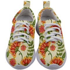 Orange Flowers Kids Athletic Shoes by designsbymallika