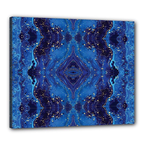 Blue Golden Marble Print Canvas 24  X 20  (stretched) by designsbymallika