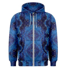 Blue Golden Marble Print Men s Zipper Hoodie by designsbymallika