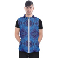 Blue Golden Marble Print Men s Puffer Vest by designsbymallika