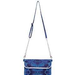 Blue Golden Marble Print Mini Crossbody Handbag by designsbymallika