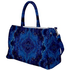 Blue Golden Marble Print Duffel Travel Bag by designsbymallika