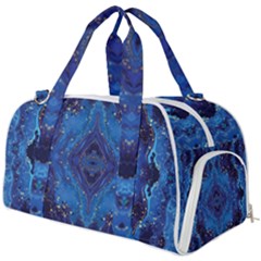 Blue Golden Marble Print Burner Gym Duffel Bag by designsbymallika