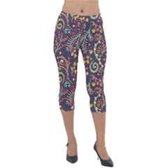 Pretty Baatik Print Lightweight Velour Capri Leggings 