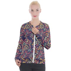 Pretty Baatik Print Casual Zip Up Jacket