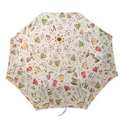 Green Tea Love Folding Umbrellas by designsbymallika