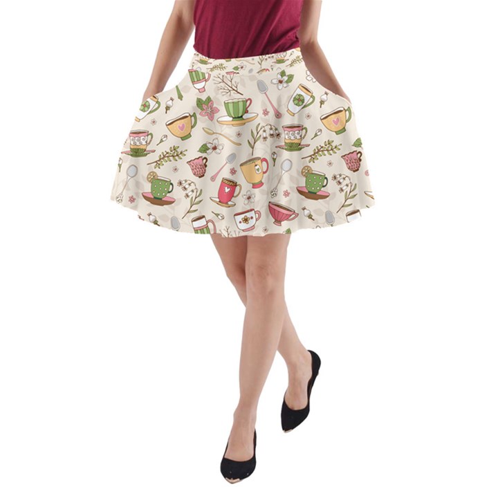 Green Tea Love A-Line Pocket Skirt