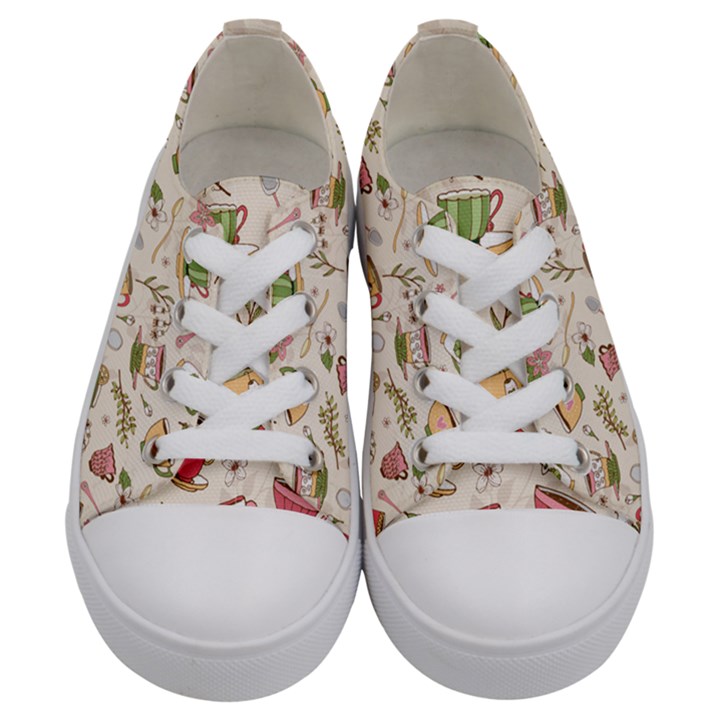 Green Tea Love Kids  Low Top Canvas Sneakers