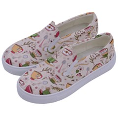 Green Tea Love Kids  Canvas Slip Ons by designsbymallika