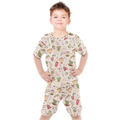 Green Tea Love Kids  Tee And Shorts Set