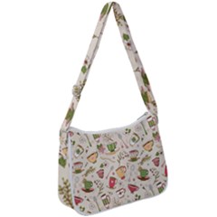 Green Tea Love Zip Up Shoulder Bag by designsbymallika