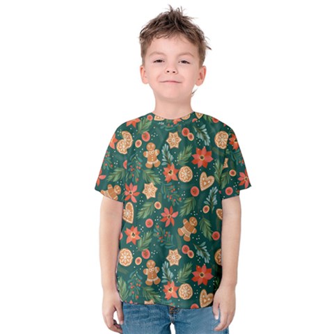 Christmas Pattern 3 Kids  Cotton Tee by designsbymallika