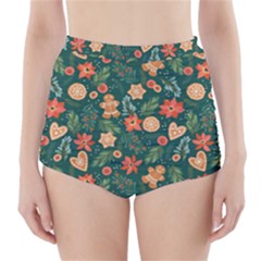 Christmas Pattern 3 High-waisted Bikini Bottoms by designsbymallika