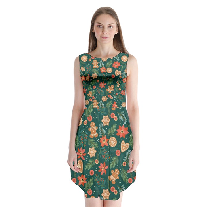 Christmas Pattern 3 Sleeveless Chiffon Dress  