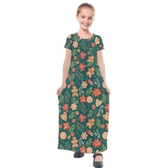 Christmas Pattern 3 Kids  Short Sleeve Maxi Dress by designsbymallika