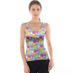 Cute Emoticon Pattern Tank Top by designsbymallika