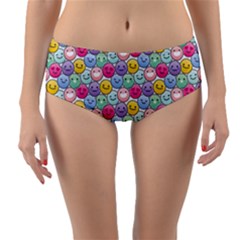 Cute Emoticon Pattern Reversible Mid-waist Bikini Bottoms by designsbymallika