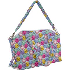 Cute Emoticon Pattern Canvas Crossbody Bag by designsbymallika