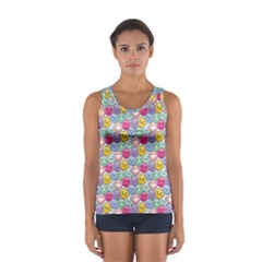 Cute Emoticon Pattern Sport Tank Top  by designsbymallika