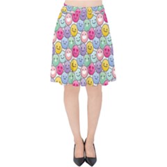 Cute Emoticon Pattern Velvet High Waist Skirt by designsbymallika