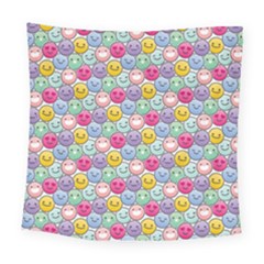 Cute Emoticon Pattern Square Tapestry (large) by designsbymallika