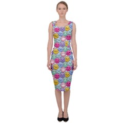 Cute Emoticon Pattern Sleeveless Pencil Dress by designsbymallika