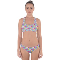 Cute Emoticon Pattern Cross Back Hipster Bikini Set by designsbymallika