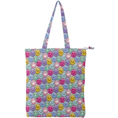 Cute Emoticon Pattern Double Zip Up Tote Bag by designsbymallika