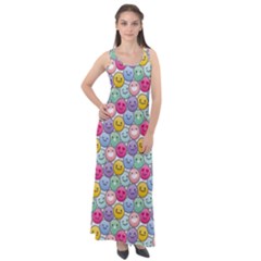 Cute Emoticon Pattern Sleeveless Velour Maxi Dress by designsbymallika