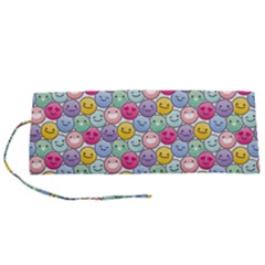 Cute Emoticon Pattern Roll Up Canvas Pencil Holder (s) by designsbymallika