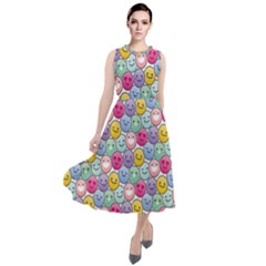 Cute Emoticon Pattern Round Neck Boho Dress by designsbymallika