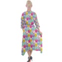 Cute Emoticon Pattern Quarter Sleeve Wrap Front Maxi Dress View2