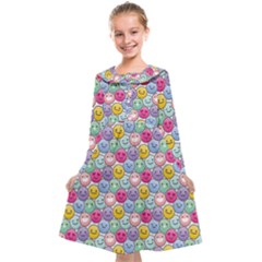 Cute Emoticon Pattern Kids  Midi Sailor Dress by designsbymallika