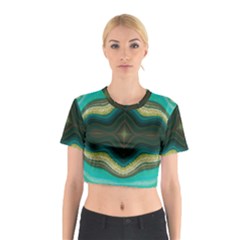 Green Golden Marble Print Cotton Crop Top by designsbymallika