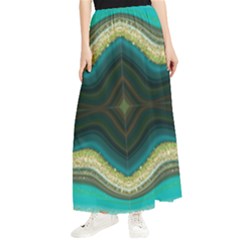 Green Golden Marble Print Maxi Chiffon Skirt by designsbymallika