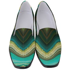 Green Golden Marble Print Women s Classic Loafer Heels by designsbymallika