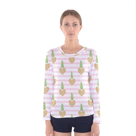 Heart Pineapple Women s Long Sleeve Tee by designsbymallika