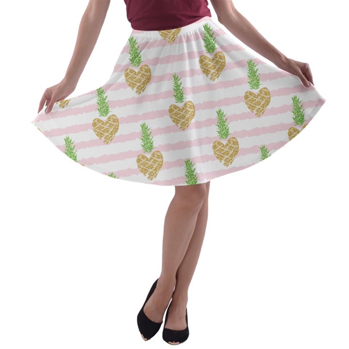 Heart Pineapple A-line Skater Skirt