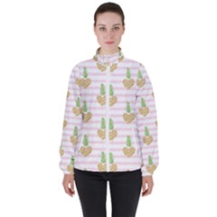 Heart Pineapple Women s High Neck Windbreaker by designsbymallika