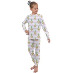 Heart Pineapple Kids  Long Sleeve Set  by designsbymallika