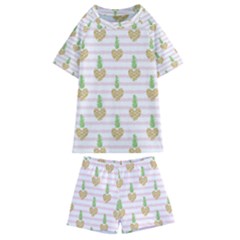 Heart Pineapple Kids  Swim Tee And Shorts Set by designsbymallika