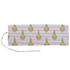 Heart Pineapple Roll Up Canvas Pencil Holder (m) by designsbymallika