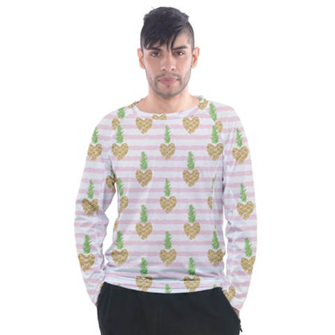 Heart Pineapple Men s Long Sleeve Raglan Tee by designsbymallika