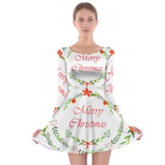 Merry Christmas Long Sleeve Skater Dress by designsbymallika