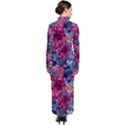 Pink Blue Flowers Turtleneck Maxi Dress View2