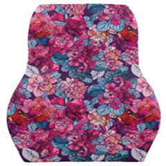 Pink Blue Flowers Car Seat Back Cushion  by designsbymallika